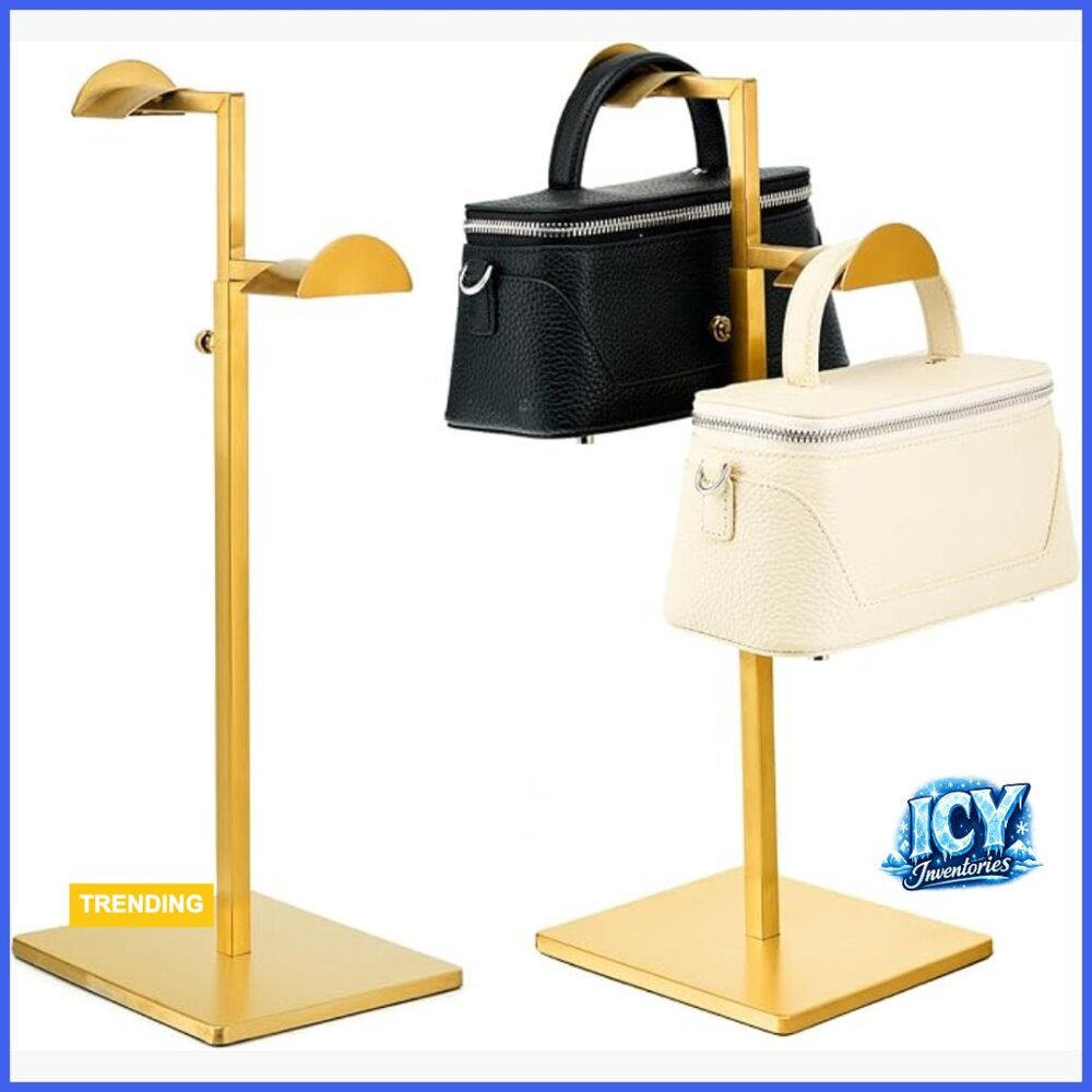 Stainless Steel Purse Display Stands Adjustable Height Handbag Organizer